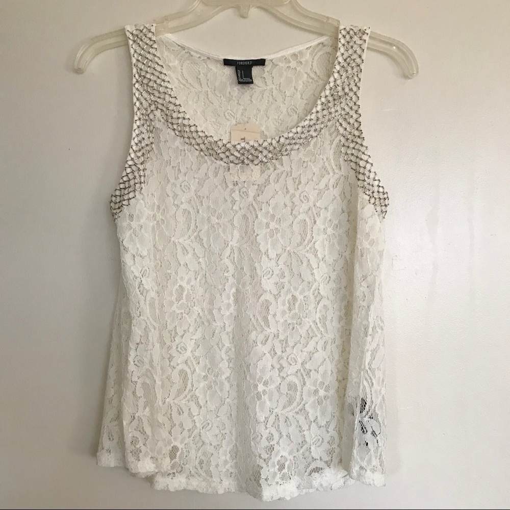 Forever 21 Beaded Lace Top